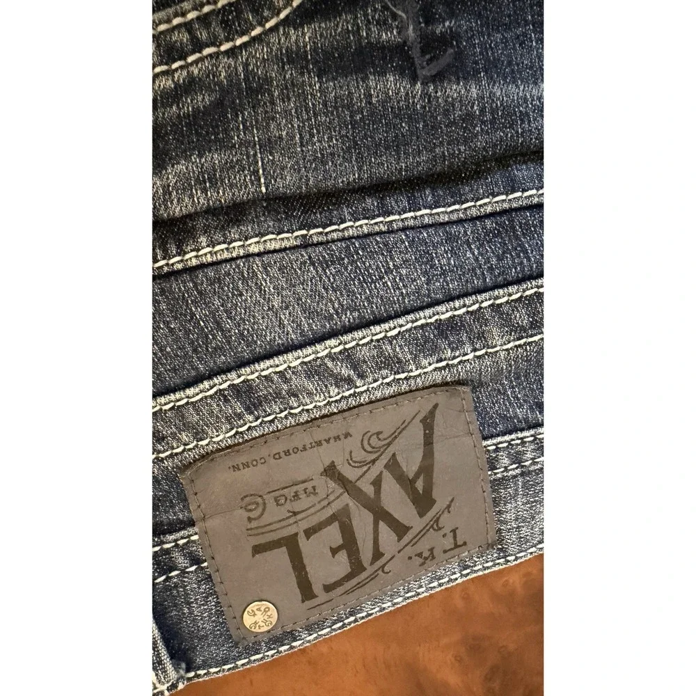 TK Axel Wolcott Vintage Boot Men's Jeans True Size 38x30 Blue Denim Distressed
